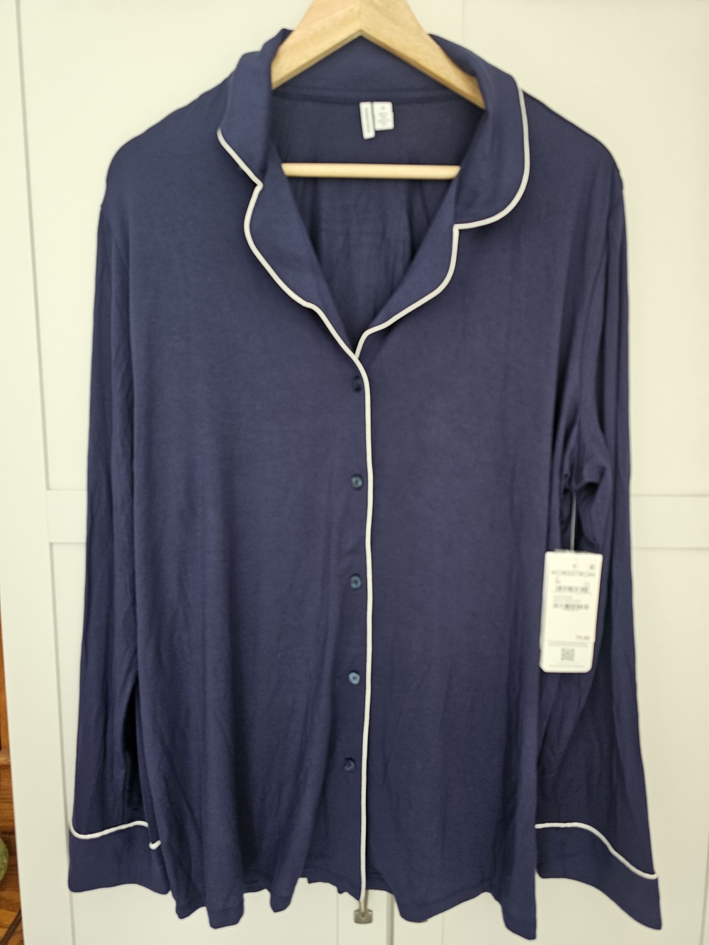 NWT Nordstrom Moonlight Eco Pajama Top Navy Peacoat XL Tencel Modal Long Sleeve